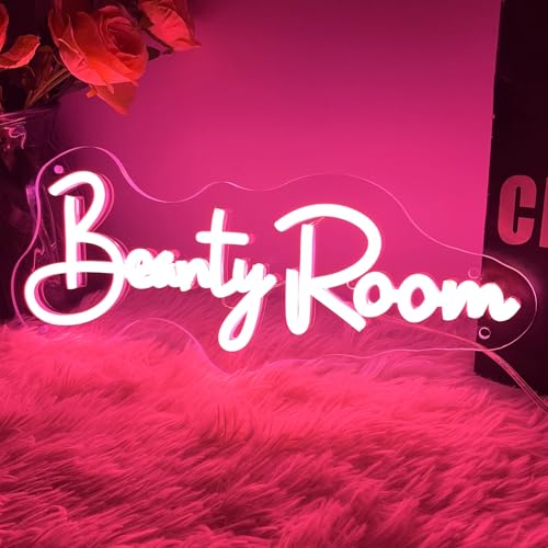 Image of Beauty Room Neon Sign For Spa Beauty Room Nail Brows Lashed Salon Studio LED Wall Art Decor For Business Stores Logo Barber Shops Led Word Indoor Custom Neon Lights 5V USB Powered Peach Pink 40x16.3cm