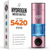 EVOLV Hydrogen Water Bottle, Water Ionizer, Leak Proof Design, Rose