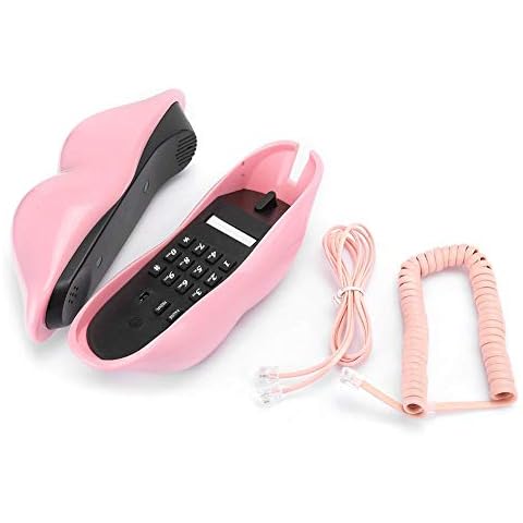 Landline phone,European Style Home Telephone Fashionable Pink Lips Shape Desktop Landline Phone(pink) Cover