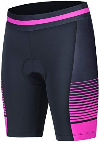 Womens Cycling Compression Shorts With 3D Padding Ride Biking Shorts With Wide Waistband(Pink,S)
