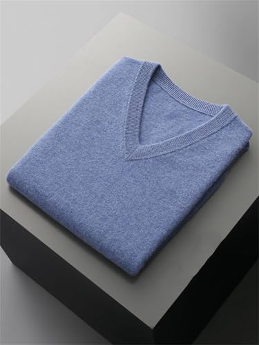 Men Wool V-Neck Sweater Vest Pullover Autumn Winter Casual Merino Wool Knitted Sleeveless Waistcoat Top Navy Blue4