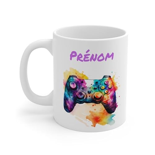 Teecustom Mug Gamer Personnalisable Prénom Tasse Manette Colorée 11oz Cadeau Geek Enfant Ado 325ml