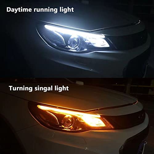 Car Led Strip Lights, Drl Led Headlight Strip Daytime Running Lights Dual Color White Turn Signal Yellow Lights Flexible Waterproof For Truck Suv(2Pcs 24 Inch) #TOP1
