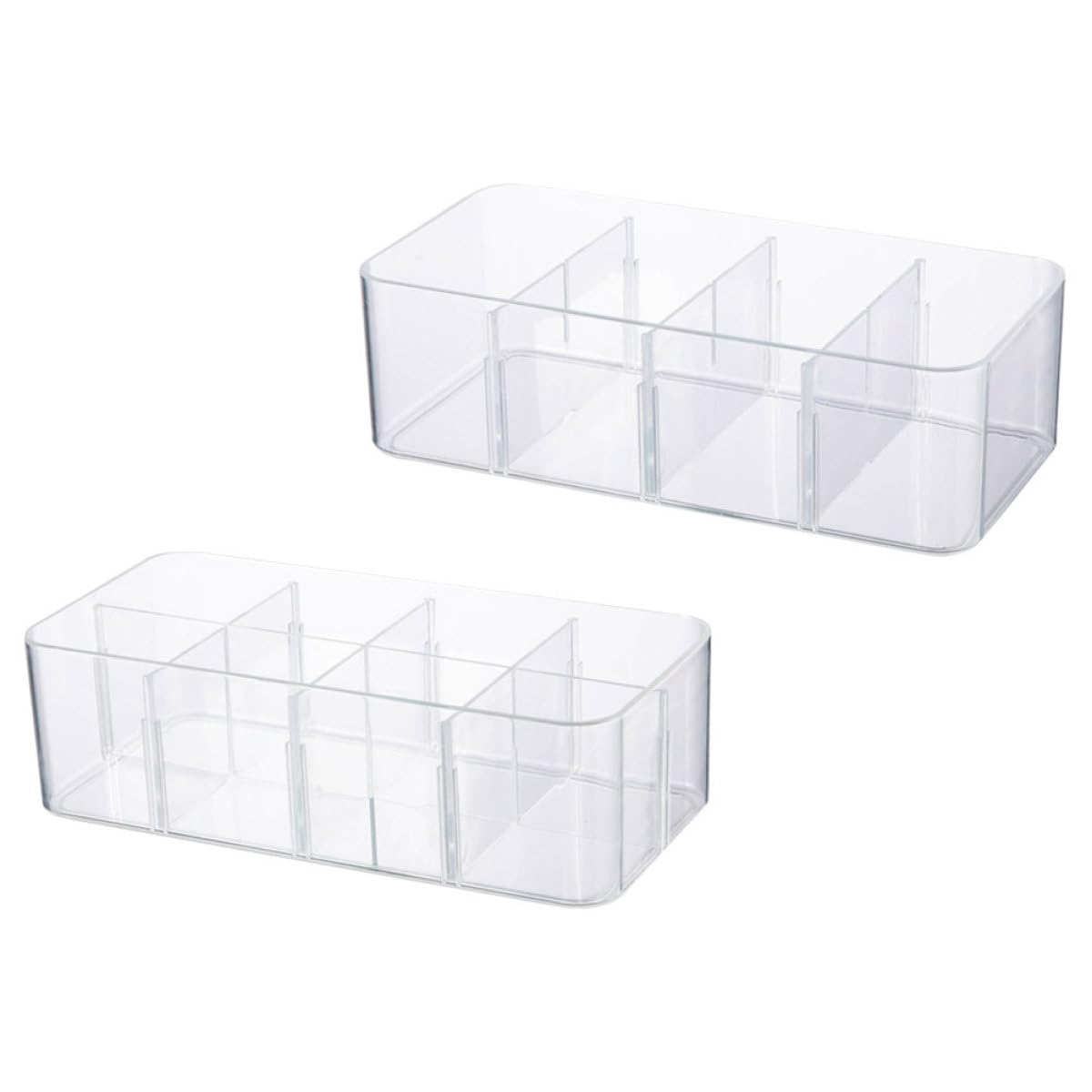 DECHOUS Boîte de Rangement Transparente Couvercle pour-Vêtements et Chaussettes 2 Pièces Organisateur à Plusieurs Compartiments pour Armoire et Dressing 8.2X13X8.2Cm