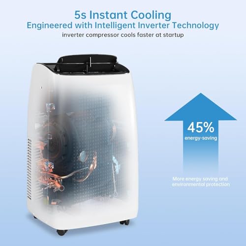 Image of 14,000 BTU Portable Air Conditioner with Heater, 4 in 1 AC Unit for Living Room with Cooling, Dehumidifier & Fan, Quiet Mobile AC with Remote Control, Cooling & Heating for Rooms Up to 750 Sq.Ft