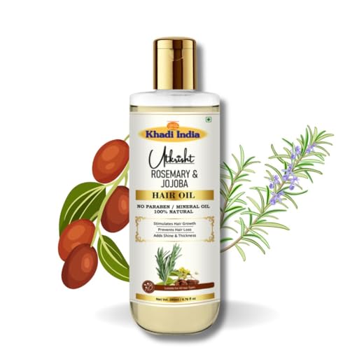 Image of Khadi Rosemary & Jojoba Hair Oil 200ml | Oil For Hair Growth, Dry & Frizzy Hair | Non Sticky, Paraben & Mineral Oil Free | Suitable for All Hair Types | Daily Use for Men & Women