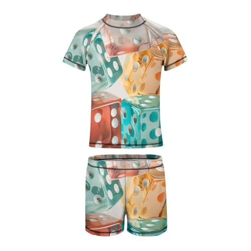 Varicoloured Dice IsolatedChildren's Casual Swimsuit Set - Simple and Versatile10-12Y（150cm）2