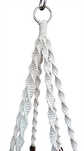 6 Legs Macrame Natural Jute And Cotton Plant Hanger & Holder And Metal Ring, 51-Inches Length (Without The White Pot And Plant) (Jute) (Cream-Cotton) #TOP4