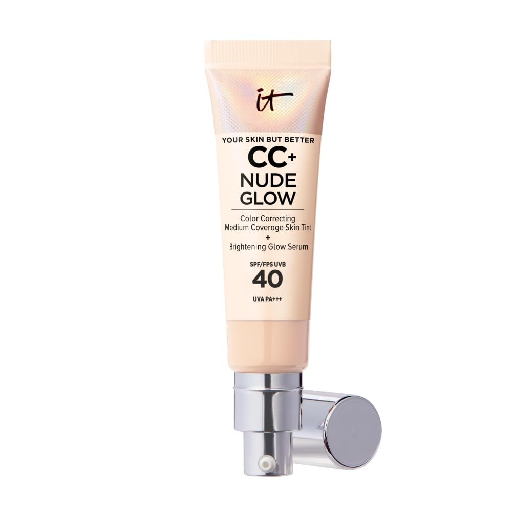 IT Cosmetics Your Skin But Better CC+ Cream Nude Glow, SPF 40, Lightweight Medium Coverage Foundation with 90% Skincare Base & 2% Niacinamide, for Brighter, Hydrated Skin, 32Ml
