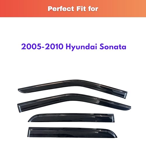 Image of KPY Rain Guards Fit for 2005-2010 Hyundai Sonata, Out-Channel Window Visors Vent Wind Deflectors 4PC, Car Accessories for 05-10 Sonata