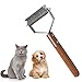 FFFJ犬 毛玉取り ペット毛玉取り 猫 ペットコーム ムダ毛取りコーム ステンレス ペット用品 犬/猫ブラシ 抜け毛 厚い髪結び除去 木製ハンドル 抜け毛 痛くない 猫用 犬用 長毛短毛兼用 厚い髪結び除去
