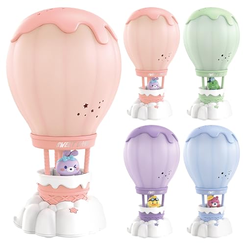 Lámpara de noche globo aerostático LED recargable morada miniatura 3