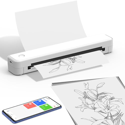 GOWENIC Inkless Portable Printer for Travel, Portable Thermal Printer Inkless Printing Machine for A4 A5 Size Paper, Small Mobile Wireless for Office, Vehicles, Home Use