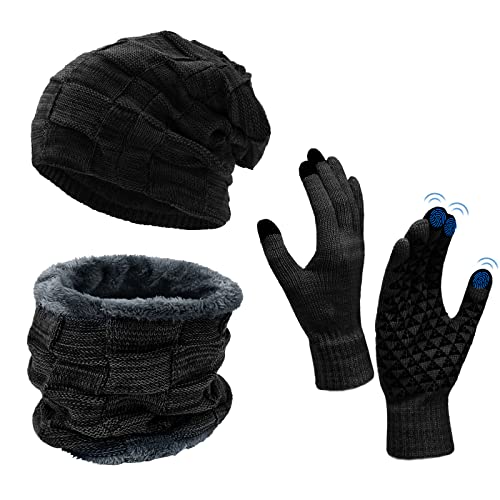 3-in-1 Mütze Schal Handschuhe Set Für Herren - Warmes Winter Set
