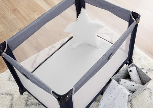Image of American Baby Company 100% Natural Cotton Fitted Pack and Play Sheet 39 inch x 27 inch - Soft & Breathable Pack N Play Sheet for Playpen, Playard & Mini Crib Mattress, Snow White, for Boys & Girls