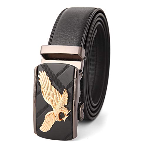 Mens Leather Adjustable Ratchet Belt Eagle Belt for Men,Business Formal,Black b,115CM/45.3''