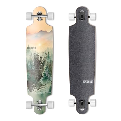 HORIZON BLUE 99,1 cm Urban Longboard Cruiser | Nordamerika Hardrock Maple Deck | Anti-Wheelbite- und Stoßdämpfungssystem | Multi-Szenarien Cruising komplett (Wild)