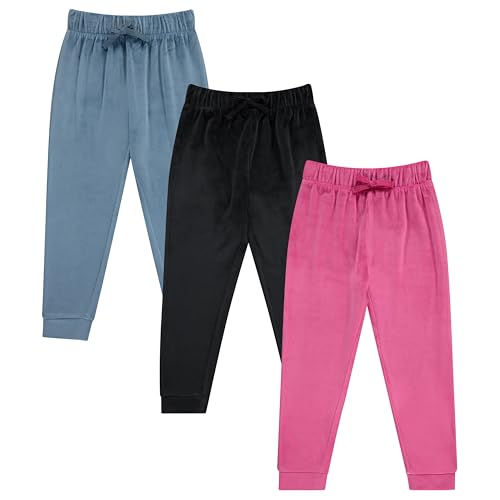 Image of BTween Girls 3 Pack Velour Jogger Pant Set Solid, Tie Dye or Camo Sweatpants for Girls