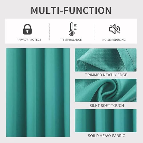 Image of Joydeco Blackout Curtains 63 inch Length 2 Panels Set, Thermal Insulated Long Curtains & Drapes 2 Burg, Room Darkening Grommet Drapes for Bedroom Living Room Windows (W42 x L63 Inch, Peacock Blue)