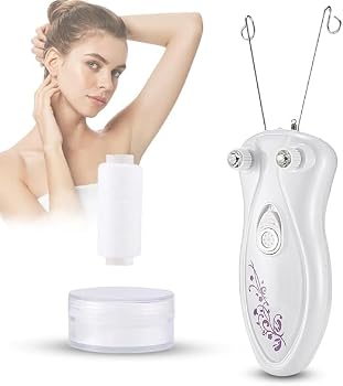 Hair Remover Machine for Women | Body & Face Set | Safely Removes Even Shortest, Finest Hair | Built-In Light, Adaptor, Thread, Powder | Ideal for All Skin Types | Great for Travel