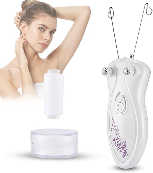 Hair Remover Machine for Women | Body & Face Set | Safely Removes Even Shortest, Finest Hair | Built-In Light, Adaptor, Thread, Powder | Ideal for All Skin Types | Great for Travel