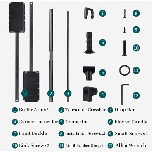 Tringle de placard rétractable noire en acier renforcé avec vérin amortisseur fluide - 7