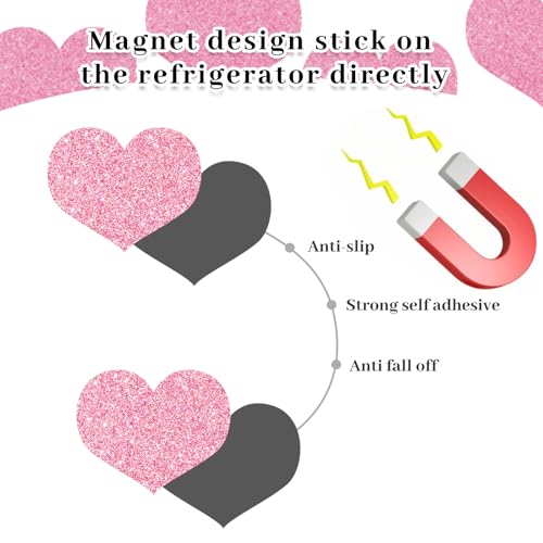 FYSUIMU 16 Imán Decorativo Forma Corazón Rosa miniatura 3