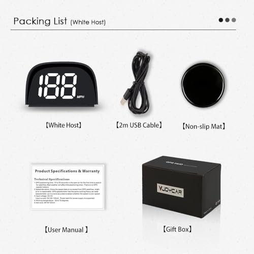 VJOYCAR P20 New Car Speedometer GPS Hud Head Up Display, MPH Digital Speed Meter Gauge for Cars Trucks Motorcycle Bike ATV SUV Pick-up Scooter Golf Cart Bus Boat