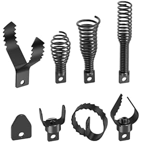 Drain Snake Drill Attachments,8-Piece Drain Cleaner Combination Cutter Heads, Used in 50FT-100FT Electric Drain Snake, Suitable for 5/16-inch to 3/4-inch Drain Snake Cable for 1-4″Pipe