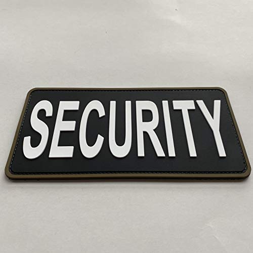 uuKen Large Black and White PVC Security Patch 4x8 inches Forces Officer Guard Enforcement for Tactical Vest Uniforms (Black and White, L 8\"x4\")