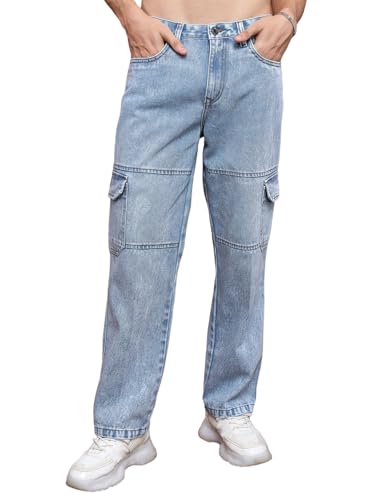 Image of Highlander Mens Relaxed Fit Denim Jeans for Man|Mid-Rise|Cotton Cargo Jeans for Men | Men Jeans