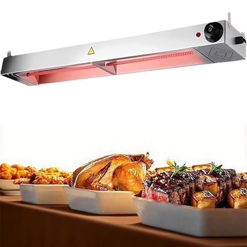 BOVDC Wärmelampe Küche Gastro Edelstahl Speisenwärmer Lampe Einstellbare Temperatur Hängende Wärmelampe für Speisen für Küche Buffets Esszimmer und Hotels(1 Stück 60cm)