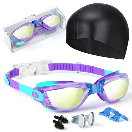 Lunettes de natation enfant étanches avec bonnet et pince-nez confort