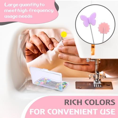 image for Fteven 200PCS Sewing Pins Flat Head Straight Pins Kits, Head Sewing Su