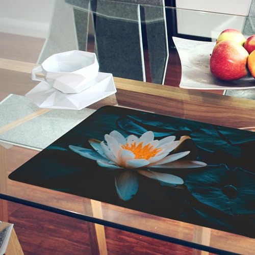 Sets de table en liège napperons fleur de lotus pour repas nature - 6
