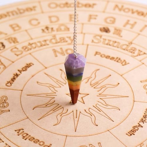 Image of 7 Chakra Point Pendulum | Healing Crystal Products For Reiki For & Feng Shui | Dowsing Gemstone Pendulum For Meditation & Spiritual Balance