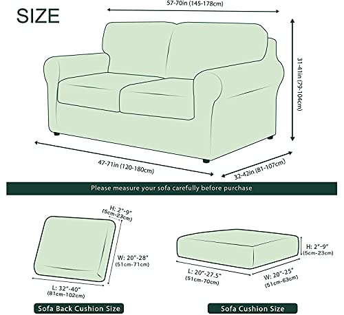 Chun Yi 5 Piece Loveseat Sofa Cover, 2 Seater Stretch Couch Slipcover With Two Separate Backrest And Cushion With Elastic Band, Houndstooth Fabric(Teal) #TOP3