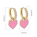 Preppy Love Heart Hoop Earrings for Women Cubic Zirconia CZ Charms Dangle Drop Huggie Small Hoops Earring Fashion Colorful Y2K Jewelry Cute Gifts (Pink)