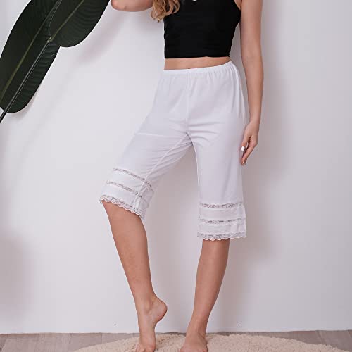 Subuteay Culottes Slip For Women Lace Snip-It Pettipants Bloomer Half Slip Shorts Loose Pajama Pants Black Large #TOP1