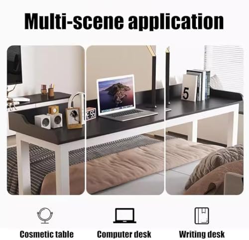 Foldable Table Tray Bedside Laptop Table Home Bed Simple Desk Folding Mobile，Adjustable Overbed Table with Brake Wheels Multifunctional Bedside Table for Working Eating and Gaming