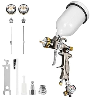 BEETRO HVLP Spray Gun Kit for Car Painting: 600ml, 14.5CFM, 30-43psi, 1.4/1.8mm Stainless Steel Nozzles, Type 2 Adapter, Air Valve, Filter (600ml,1.4+1.8mm)