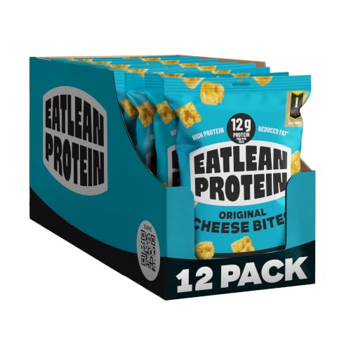 Eatlean Protein Cheese Bites - Original Baked Cheese Crisp Snacks 12g Protein 83 Calories Low Carb & Keto Friendly Vegetarian 20g Bags 12 Pack On-the-Go Gym & Lunchbox Snack