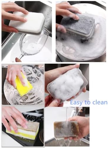 Sink Strainer Multifunction Drain Basket,Corner Food Strainer Over The Sink for Kitchen Waste and Gift of 2pcs Reusable Kitchen Scrubbing Cleaning Sponge (Blue)