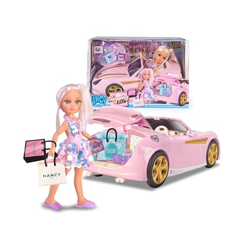 Nancy - Un Día de Compras, Muñeca Coche Fashion va de Compras, Maletero con Espacio para Guardar la Compra, Varias Bolsas y Accesorios Incluidos, Niños +3 Años, Famosa (NACB0000)