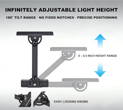 Image of Metal Aquarium Light Riser Clamp, 2Pcs | Full Metal, Fits Rim Up to 0.9 inch, Max 4.9 inch Wide Light, 0-6.5 inch Adjustable Height