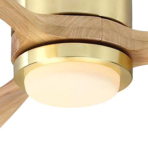 Image of 52 inch Low Profile Ceiling Fan with Lights and Remote, Gold Finish