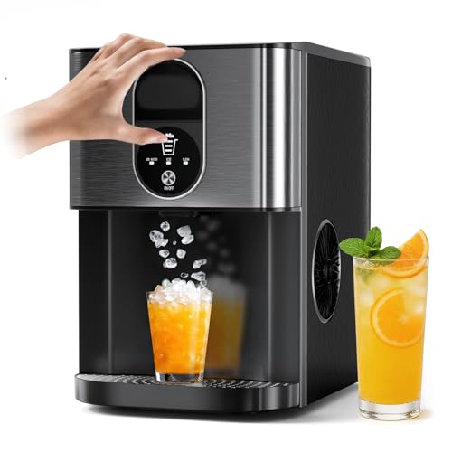 Image of Kndko Nugget Ice Makers Countertop, 44lbs /24H Pebble Ice Machine with Self-Cleaning Dispenser, Soft Chewable Pellet Ice, 3.3lbs Storage for Home /Kitchen /Office /Party, Black