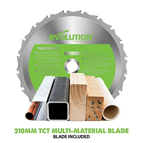 Evolution Power Tools F210SMS Sliding Mitre Saw with Multi-Material Cutting, 45 Degree Bevel, 50 Degree Mitre, 230 mm Slide, 1200 W, 230 V, Black 2 Evolution Power Tools F210SMS Sliding Mitre Saw with Multi-Material Cutting, 45 Degree Bevel, 50 Degree Mitre, 230 mm Slide, 1200 W, 230 V, Black - Image 2