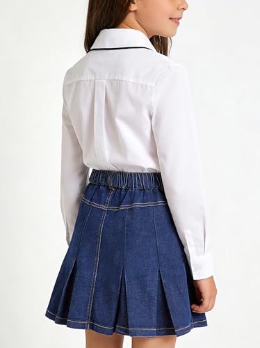 Image of 2026 Girl's Denim Skirts Elastic Waist Pleated Toddler Girls Jean Skirt Size 3-12