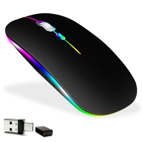 Image of KLO Rechargeable Bluetooth 5.2 /3.0 /Type-C /USB-2.4G Mouse for MacBook /MacBook air /Pro /iPad, Wireless Mouse for Laptop /Notebook /pc /iPad /Chromebook (Black)